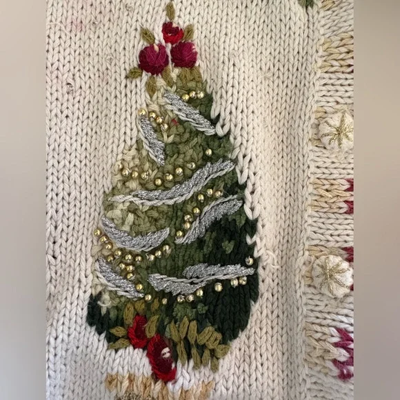 Tiara International | Vintage knit Christmas Cardigan. Size 26. Holiday floral - Picture 6 of 13